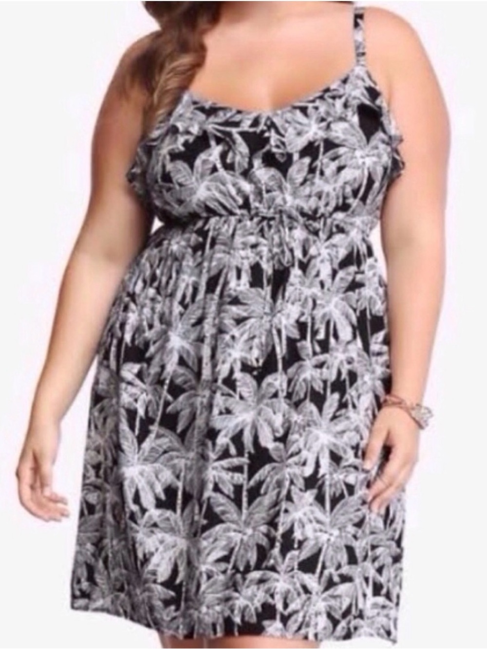 torrid Black and White Palm-Print Sundress